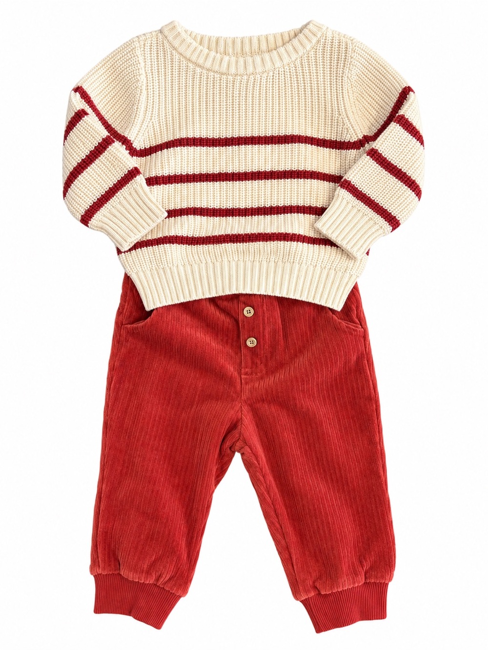Cloud Island Baby 3-6M Sweater Corduroy Pants Set NWT Red Cream